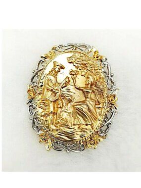 Vintage Brooch Women Pin Music Play Gold Silver